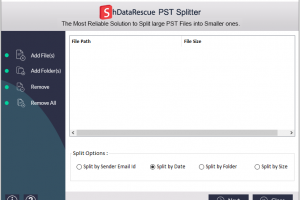ShDataRescue PST Splitter Software screenshot