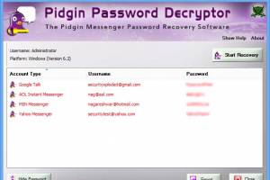 Password Decryptor for Pidgin screenshot