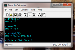 Console Calculator screenshot